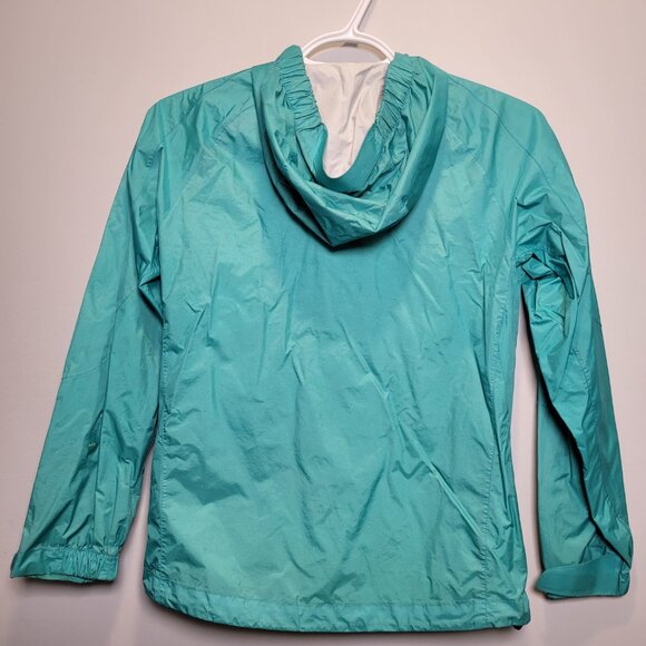 Girls Teal Hooded Rain Jacket - Size Medium (approx.  8-10yrs) - Picture 2 of 4